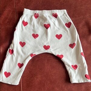 Petit Bateau White Pants with Red Heart Pattern